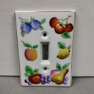 Vintage Light Switch Plate Fruit Berries Lemon Kitchen Kelvin Fine China 1960 EC